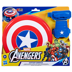 Avengers Captain America gauntlet close-up highlights secure magnet attachment.
