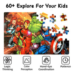 AVENGERS educational puzzle, child assembling, builds concentration and fine motor skills.