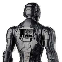 Avengers heroes collection display featuring War Machine and allies on shelf.