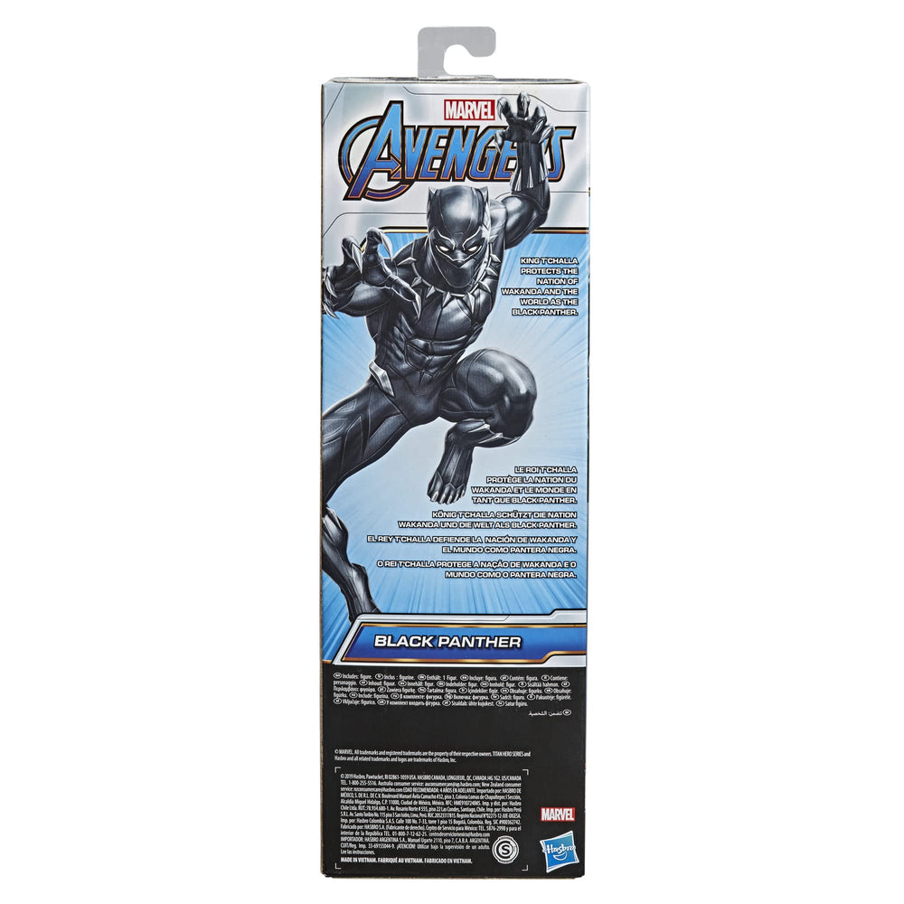 Avengers Black Panther figure compatibility with Titan Hero Blast Gear launcher adds action.