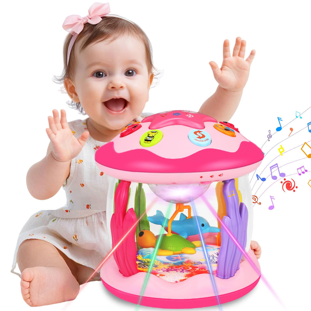Avesa ocean-rotating-light-toy engages baby with color and sound during playtime