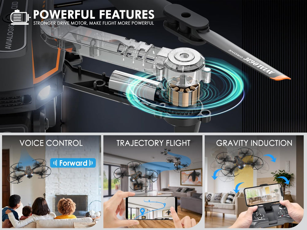 AVIALOGIC Mini Drone propeller guards boost safety during flights.