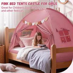 Avrsol pink twin tent is portable and folds for travel storage