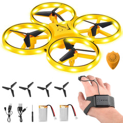 Awaiymi hand-controlled drone paired with smart watch for easy kid-friendly setup.