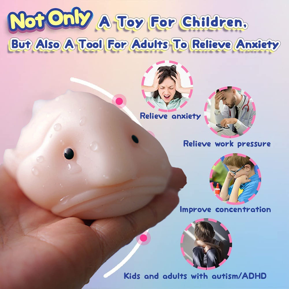 AWANGLUO blobfish toy squeezed in hand for anxiety relief and focus