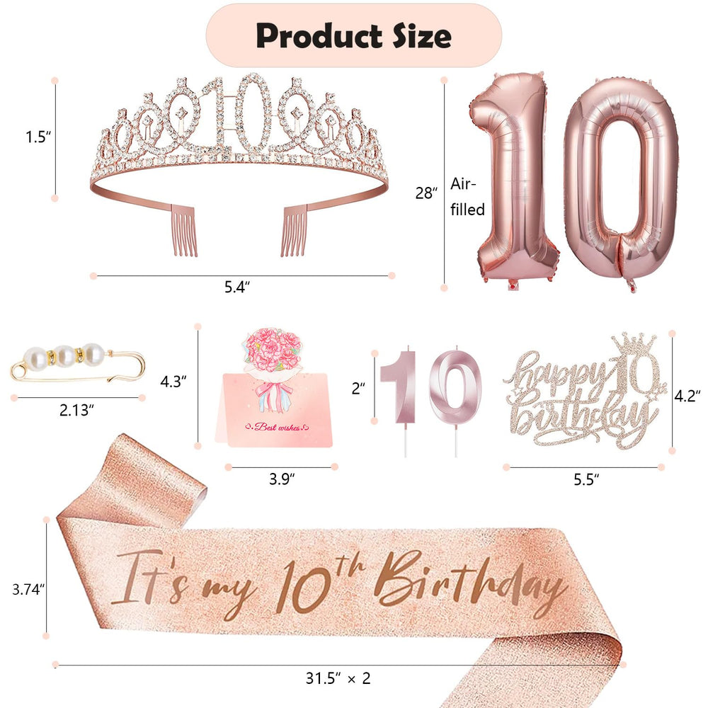 Awfrky It’s My 10th Birthday sash in glitter fabric, adjustable for comfort.
