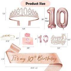 Awfrky It’s My 10th Birthday sash in glitter fabric, adjustable for comfort.