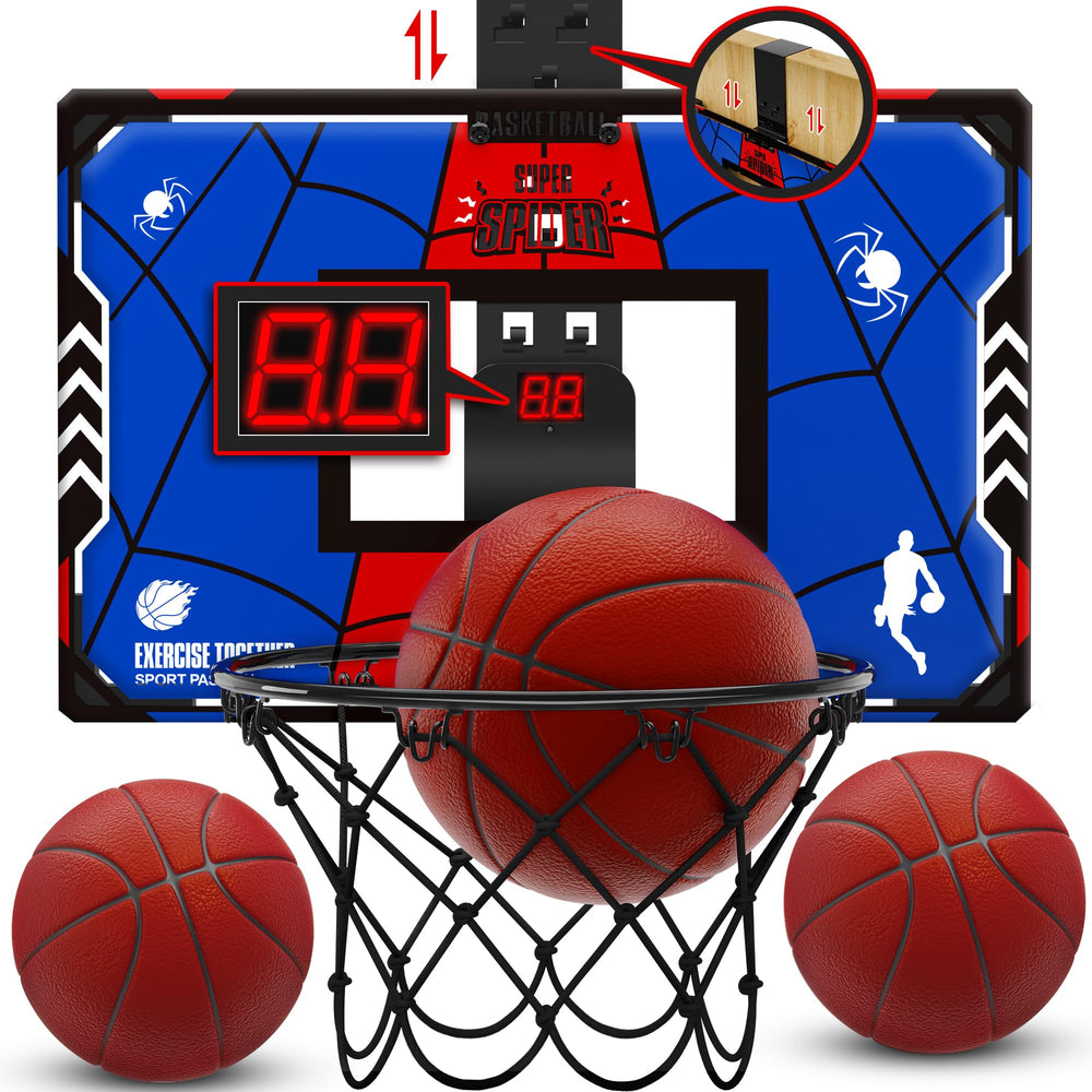 Awinto basketball hoop over-the-door assembly enabling quick family play