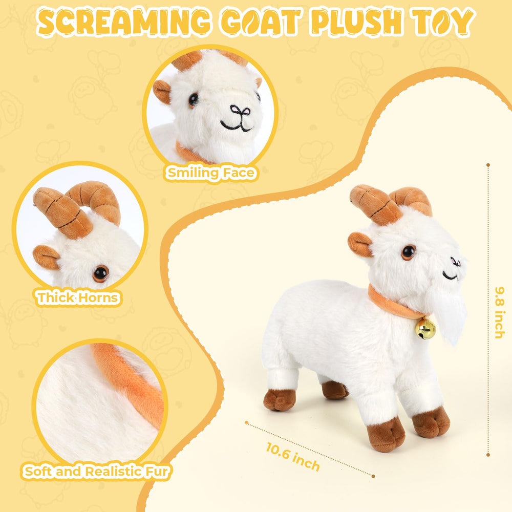 AWMHS goat plush with bell; cute face and horns for charming display.