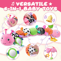 AWOTOY Candy Pink Caterpillar mirror boosts self-awareness and visual tracking.