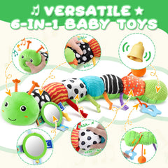 AWOTOY Caterpillar crinkle wings stimulate touch and hearing for newborns.