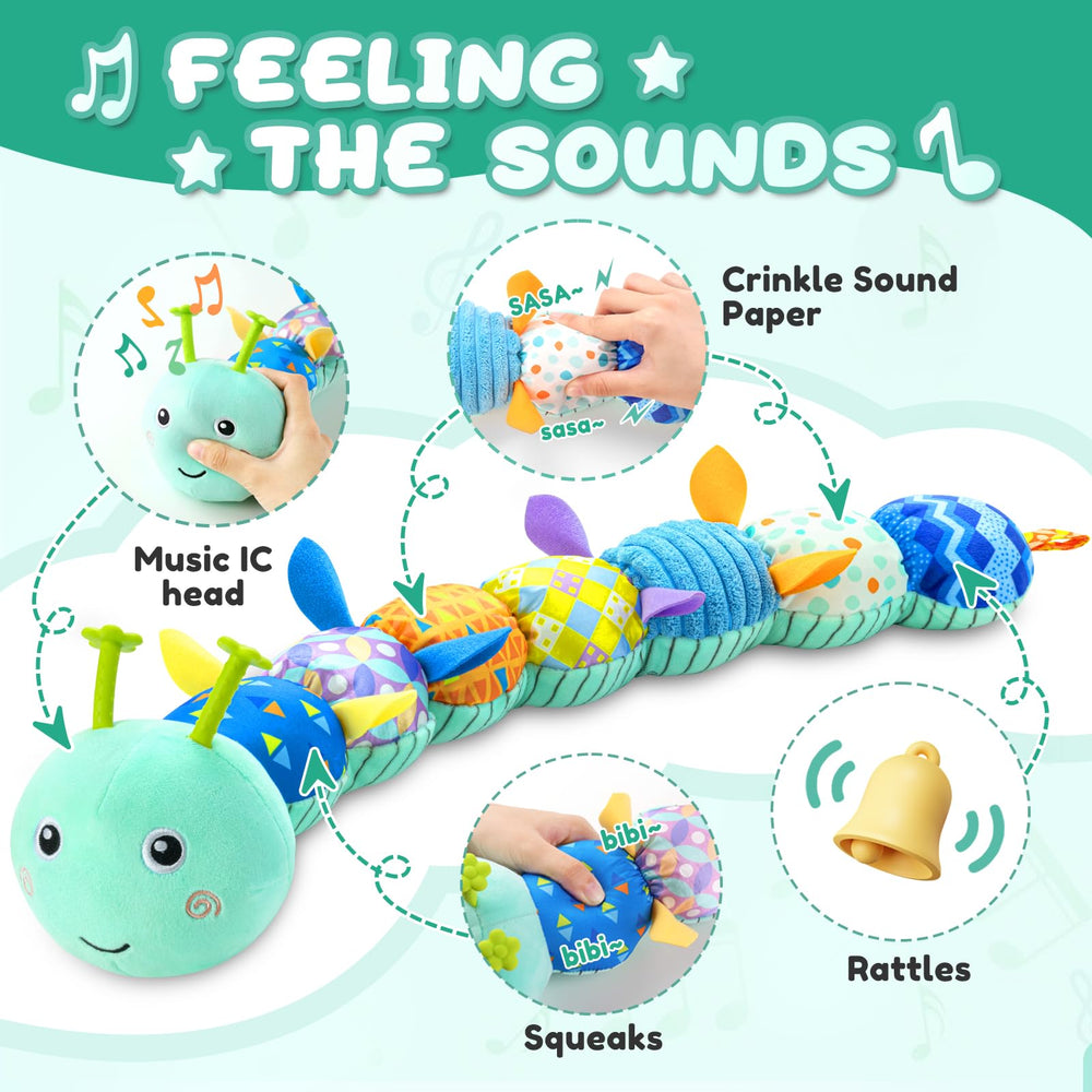 Awotoy Caterpillar rattle sound stimulating early auditory development during play