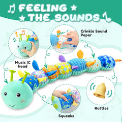 Awotoy Caterpillar rattle sound stimulating early auditory development during play