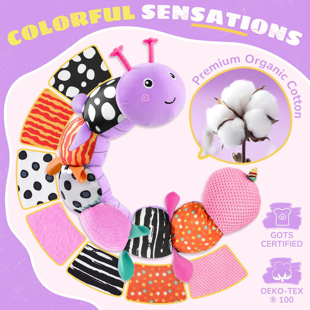 AWOTOY crinkle wings stimulate senses during floor play and exploration.