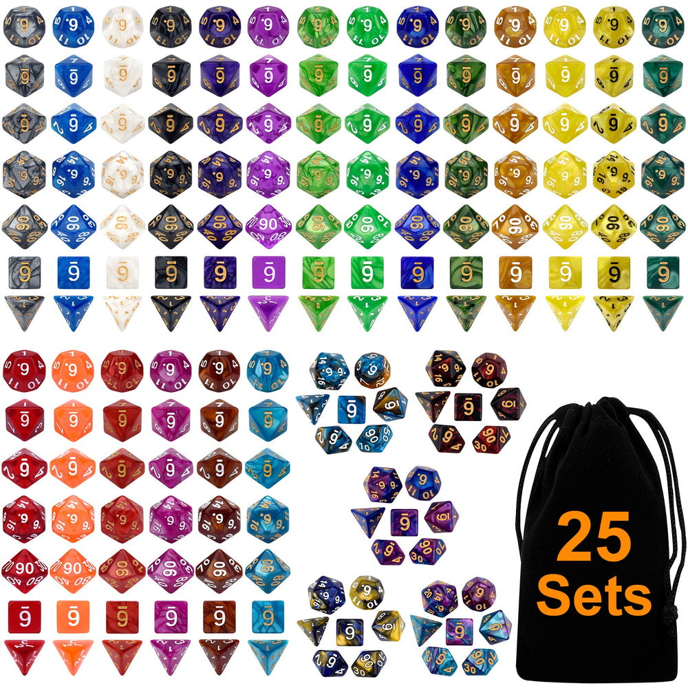 Awpeye DND dice set in 25 colors for smooth rolls and easy reads.