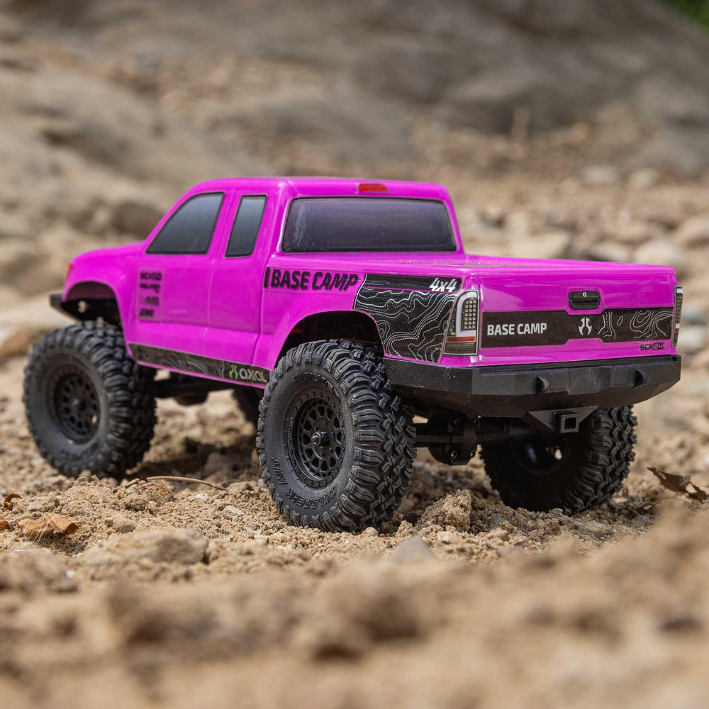 Axial Base Camp 4x4 chassis shot illustrating drivetrain resilience on rocks