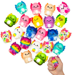 Colorful Axolotl squishy toys for party favors