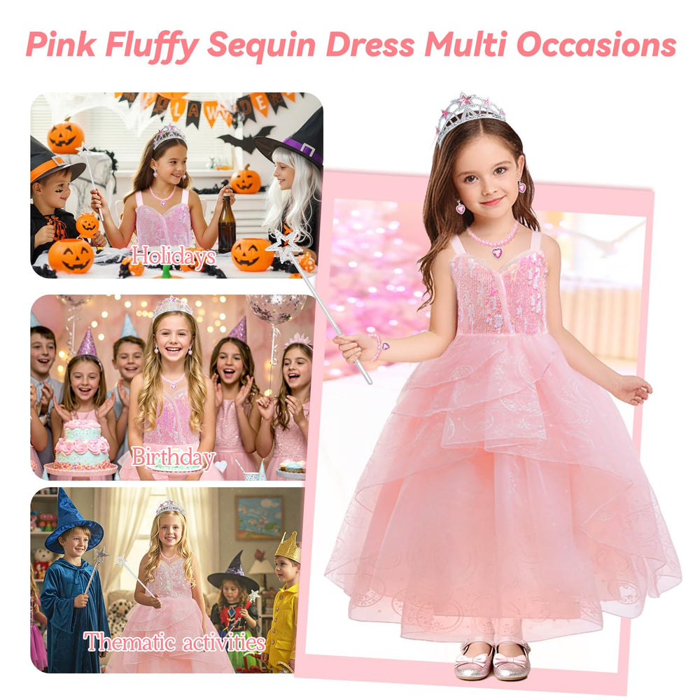 Axwcon Girls Glinda costume ideal for Christmas, Halloween, and cosplay events