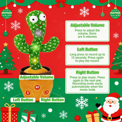 Ayeboovi Dancing Talking Cactus Toy ideal for bedtime play with color LEDs.