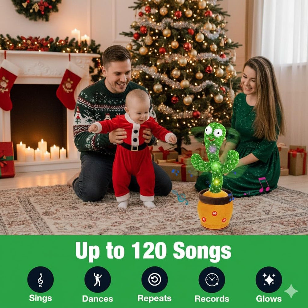 Ayeboovi Dancing Talking Cactus Toy uses soft plush fabric for gentle touch.