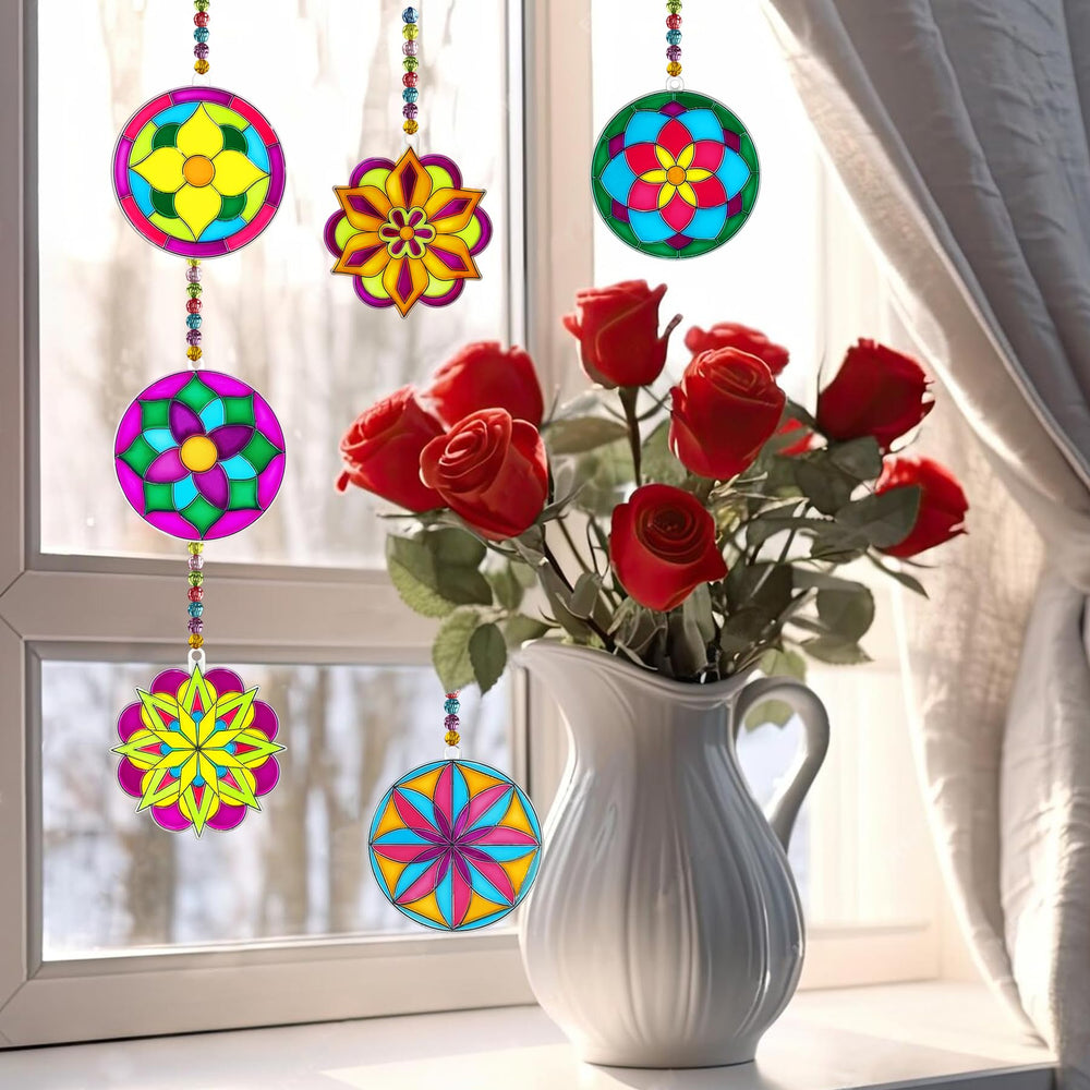Ayhuhra suncatchers kit with bright flower design for window decor