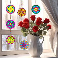 Ayhuhra suncatchers kit with bright flower design for window decor