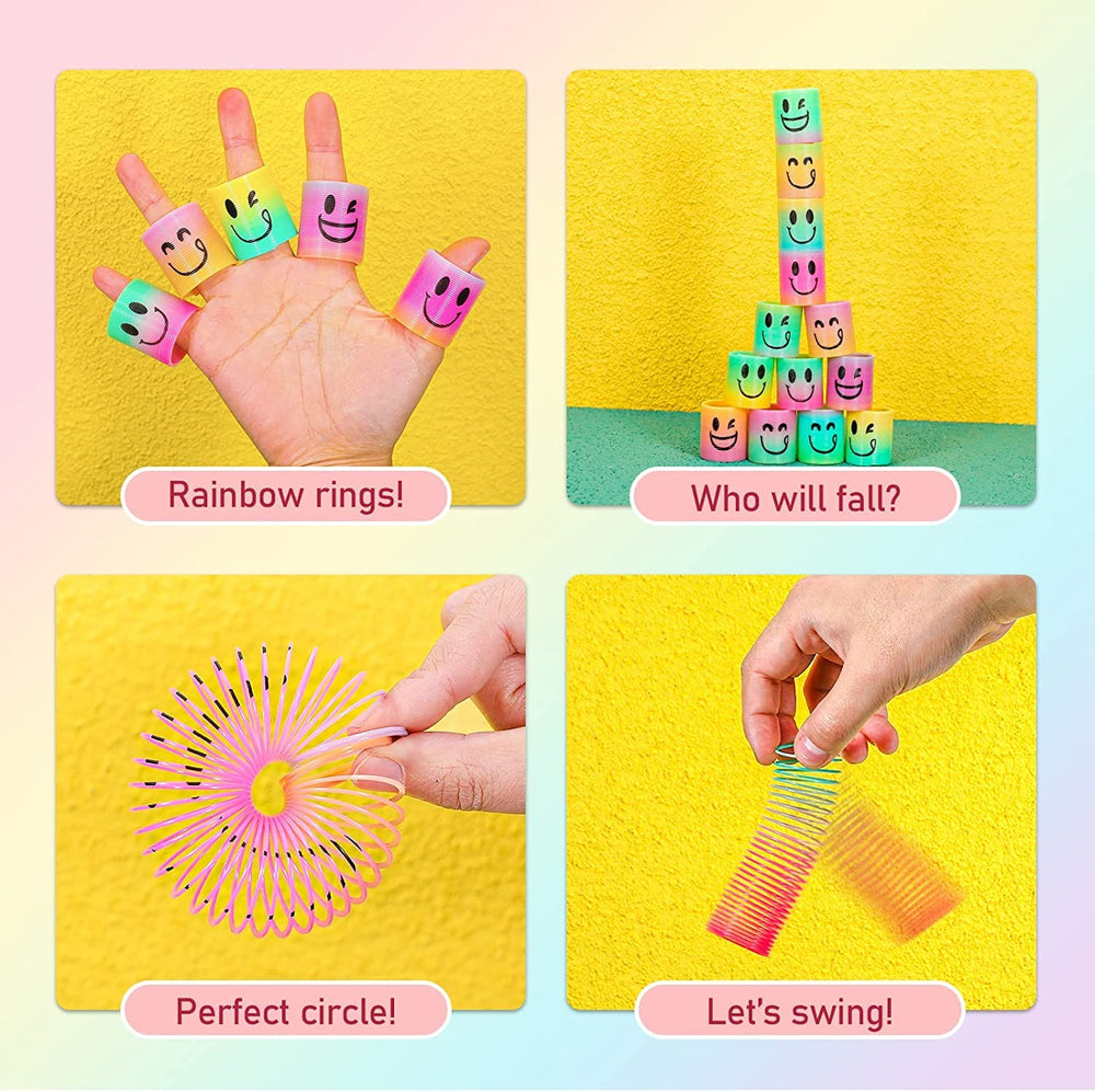 AZEN rainbow smiley springs featuring four faces for kid-friendly fun.