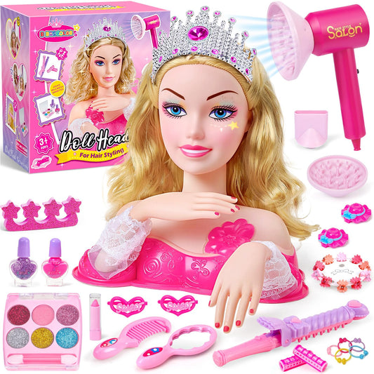 B Bascolor hair styling doll head with brushable hair for creative pretend styling