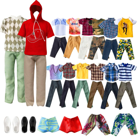Babeilei 11.5 inch boy doll clothes pack with versatile tops and bottoms for mix-and-match play
