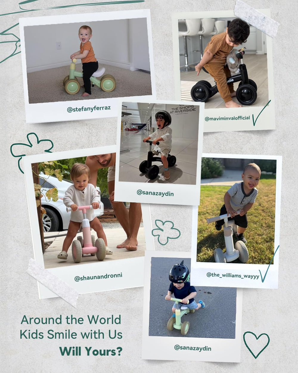 BABELIO fully enclosed wheels reduce pinch points during playtime.