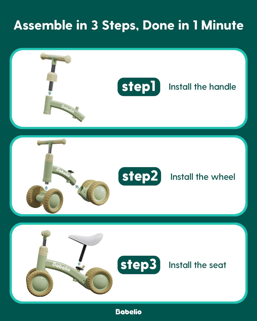 BABELIO balance bike with lifetime warranty service for peace of mind.
