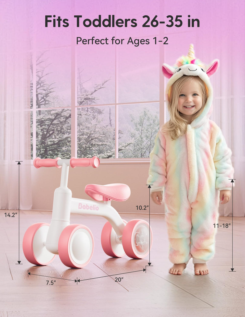 Lightweight 4.6-pound design of the BABELIO Magic Rider unicorn bike for portability