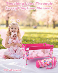 BABESIDE 18-inch compatible crib fits reborn dolls for cozy nap time.