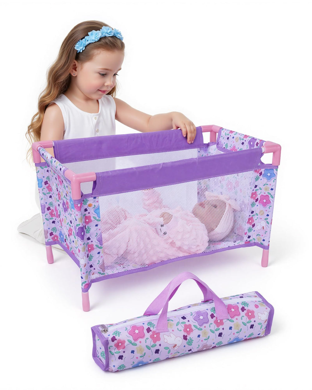 BABESIDE crib dimensions 51x30x30 cm provide a roomy play space.
