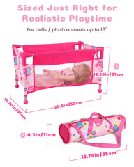 BABESIDE baby doll crib with storage bag keeps accessories organized during travel.