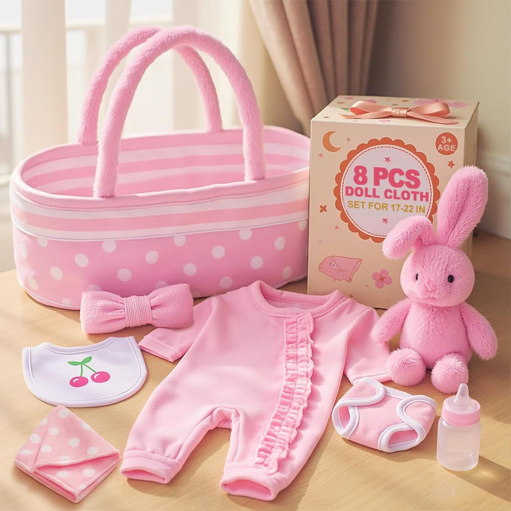 Babeside bassinet pink dot design for portable doll storage and play
