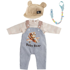 BABESIDE bear-overalls blue for 17-22 inch reborn dolls, easy dressing during play