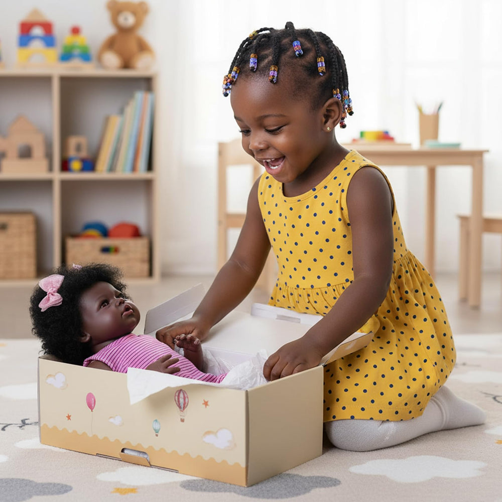 BABESIDE Black Reborn gift box – ready to gift and delight young doll enthusiasts