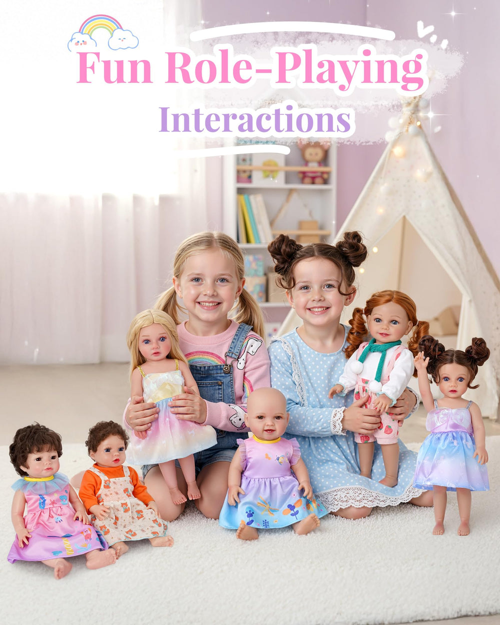 BABESIDE bright prints on doll outfits for creative storytelling.