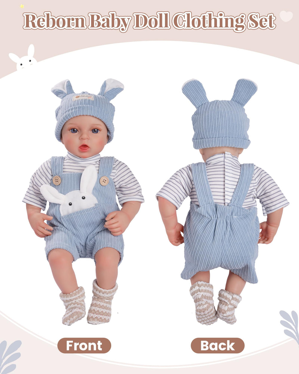 BABESIDE closeup of bunny-pattern detail in blue for imaginative play