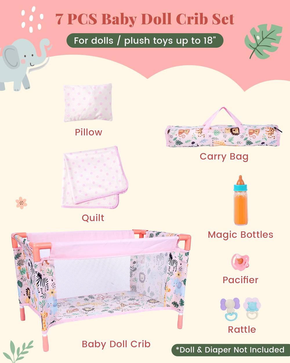 Babeside doll crib storage bag keeps accessories organized and portable