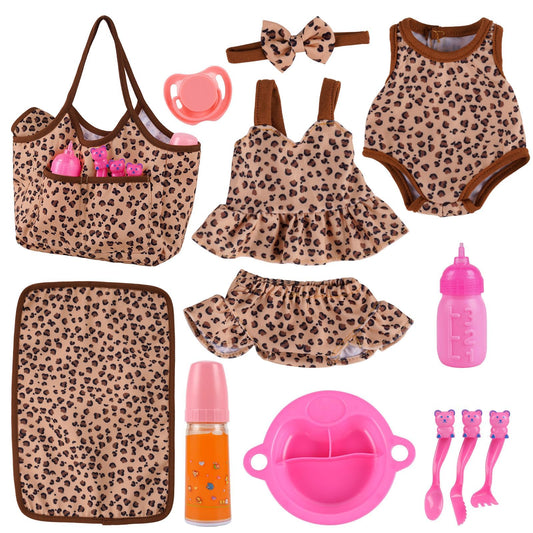 BABESIDE leopard-pattern doll clothes for 10-12 inch dolls, easy mix-and-match outfits