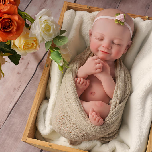 Babeside lifelike reborn baby 16-inch face close-up highlighting realistic skin texture for display