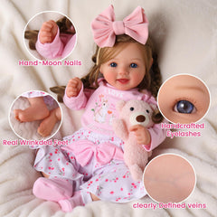 BABESIDE Lifelike skin textures add tactile realism during pretend care.