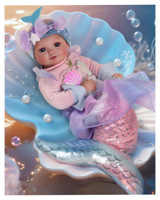 BABESIDE Mermaid Baby Doll face detail for lifelike, cuddly pretend play