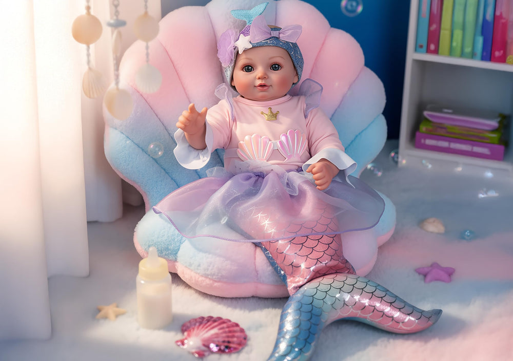 BABESIDE Mermaid Baby Doll mermaid tail highlights shimmering tail for imaginative stories