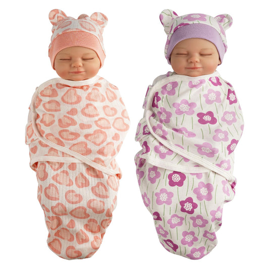 BABESIDE pink and purple doll blankets for 17-24 inch dolls offering cozy swaddling.