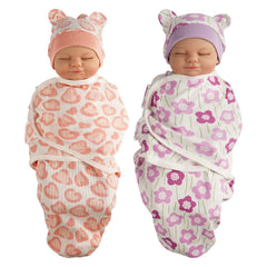 BABESIDE pink and purple doll blankets for 17-24 inch dolls offering cozy swaddling.