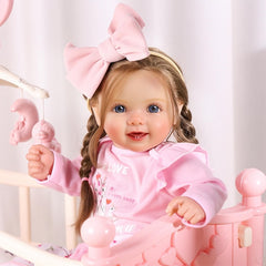 BABESIDE Realistic Reborn Baby Doll 17-inch with blue eyes for imaginative play.