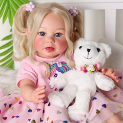 BABESIDE Reborn doll with soft vinyl limbs and hair, lifelike cuddling for kids.